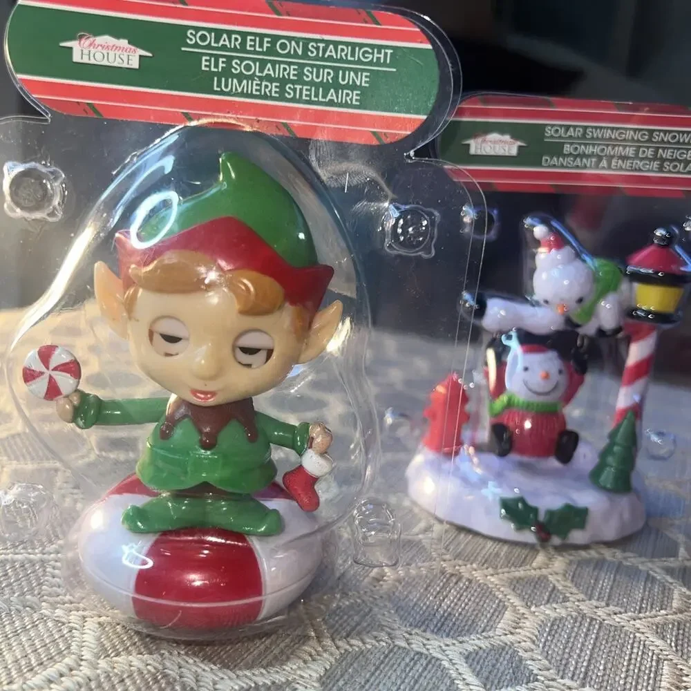 HOLIDAY Themed solar powered dashboard dancers Lot 4- Santa w List, Snowman, Elf